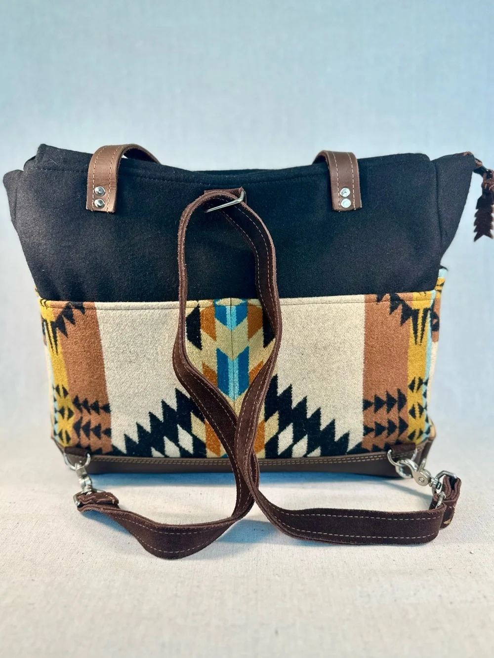 Mercy Grey Design Co Tote Bag Pendleton Wool Wyeth Trail Pattern